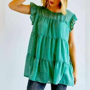 Bluivy Babydoll Ruffle Sleeve Blouse